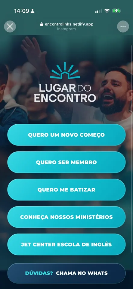 Página de links do Lugar do Encontro