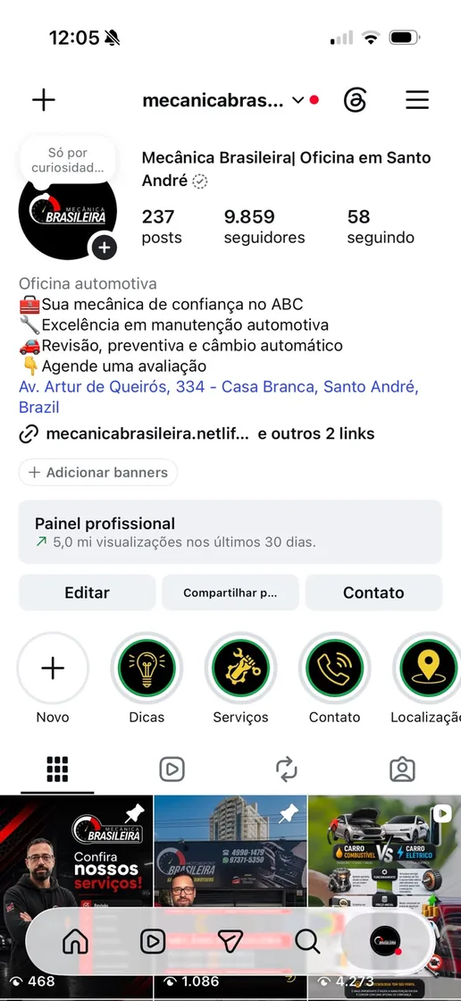 Perfil da Mecânica Brasileira depois: 9.859 seguidores