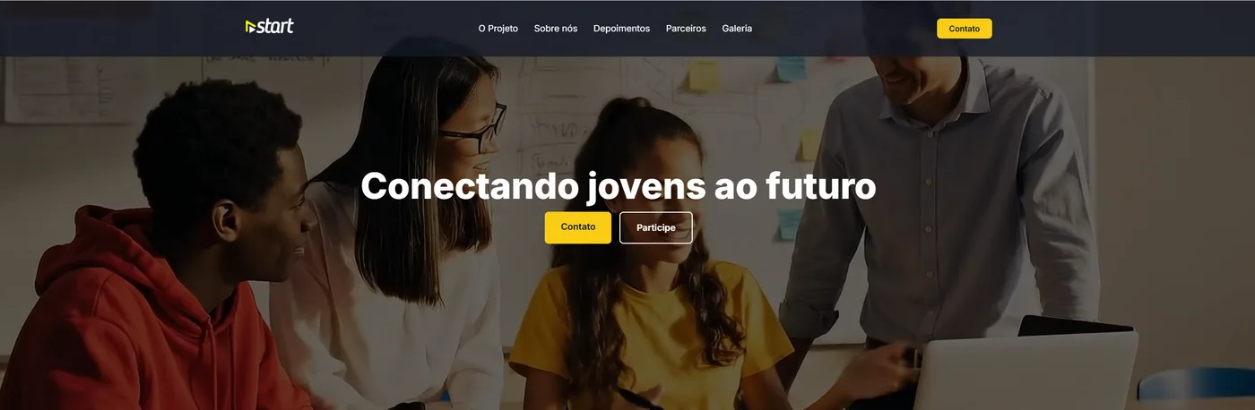 Página inicial do site do Projeto Start
